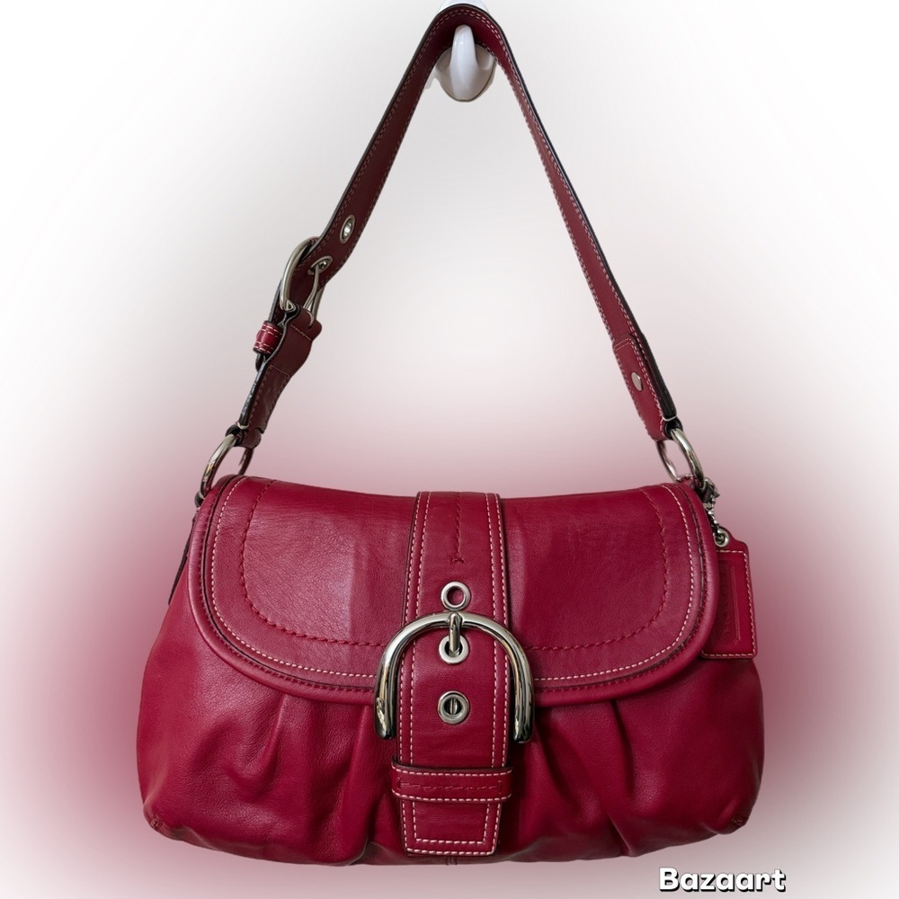 Coach Cherry Red Leather Shoulder Bag #F15204